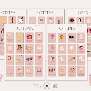 Wedding Loteria for 10 Players | Bachelorette Party Games | Loteria Mexicana Bilingual Spanish, English | Latina Party Game | Bridal Shower