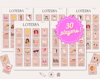 Wedding Loteria for 30 Players | Custom Bachelorette and Bridal Shower Loteria | Loteria Mexicana Bilingual Spanish, English | Latina Games