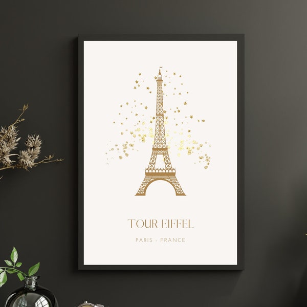 Paris Eiffel Tower | Paris monument | French poster | France travel gift | Paris poster | Tour Eiffel | Digital download wall art | souvenir