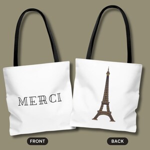 Ashleigh Canvas Tote Bag Words Merci Paris Amour France Bonjour French Ink Durable Reusable Shopping Shoulder Grocery Bag, Adult Unisex, Size: 14