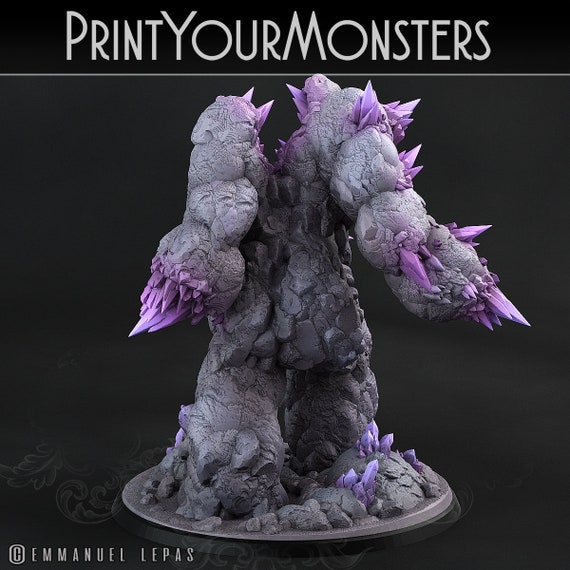 Amethyst Golem D&D Pathfinder Fantasy 3D Printed Resin