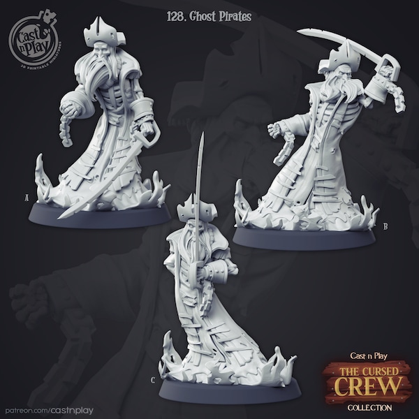 Ghost Pirate D&D Pathfinder Fantasy 3D Printed Resin Miniature Undead Cast N Play