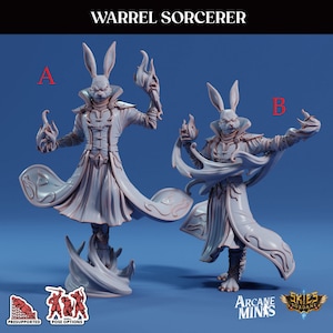 Heragon Rabbitkin Bunny Mage Wizard Sorcerer D&D Pathfinder Fantasy 3D Printed Resin  Miniature Arcane Miniatures