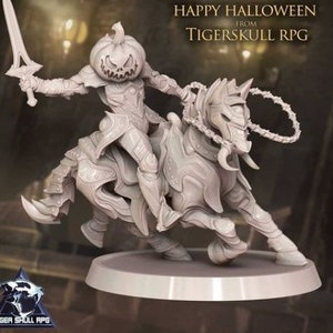 Calabaza del reloj, Pumpkin Rider 45mm Base D&D Pathfinder Fantasy 3D Printed Resin Miniature