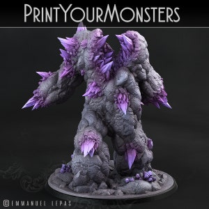 Amethyst Golem D&D Pathfinder Fantasy 3D Printed Resin Miniature