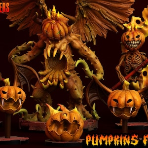 Pumpkins from Hell, Monsters Halloween D&D Pathfinder Fantasy 3D Printed Resin Miniature