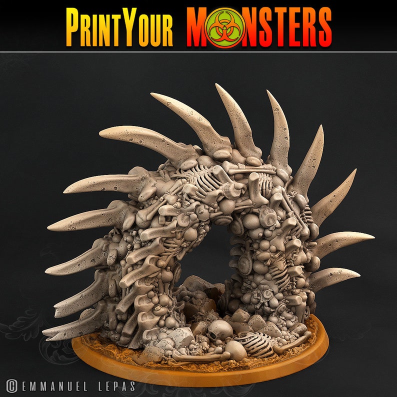 Bone Worm 2 Piece Item base D&D Pathfinder Fantasy 3D Printed Resin Miniature designed by PrintYourMonsters image 2