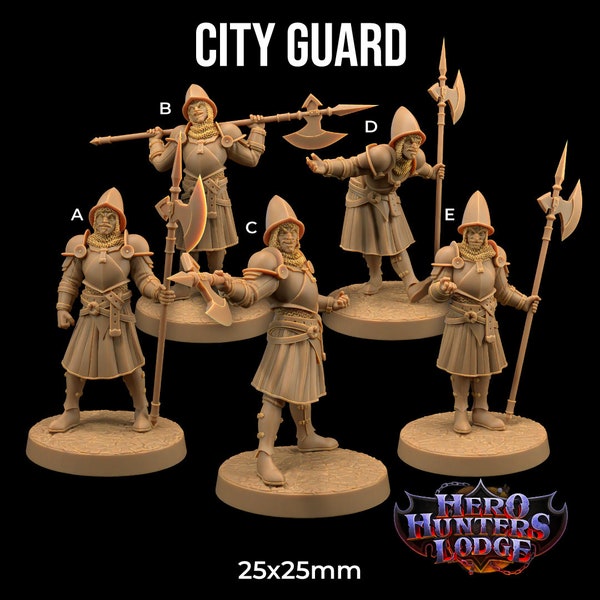 Town Guards City Soldiers Dungeons and Dragons D&D Pathfinder Fantasy 3D Printed Resin RPG Tabletop