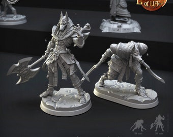 Jackal Warriors Egyptian Anubis D&D Pathfinder Fantasy 3D Printed Resin Cast N Play