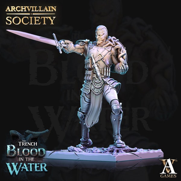 Lirent the Stricken Fighter Mage D&D Pathfinder Fantasy 3D Printed Resin Miniature