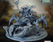 Turtle Mage with Crab Mount D D Pathfinder Fantasy 3D Printed Resin Miniature Tabletop War Designed by Broken Anvil