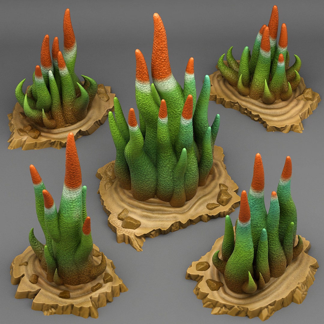 Poisonous Feeler Cactus Plant D&D Pathfinder Fantasy 3D Printed Resin