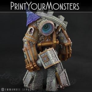 Medieval Golem Wizard Tower Golem  D&D Pathfinder Fantasy 3D Printed Resin Miniature Huge Nearly 7 inches tall!