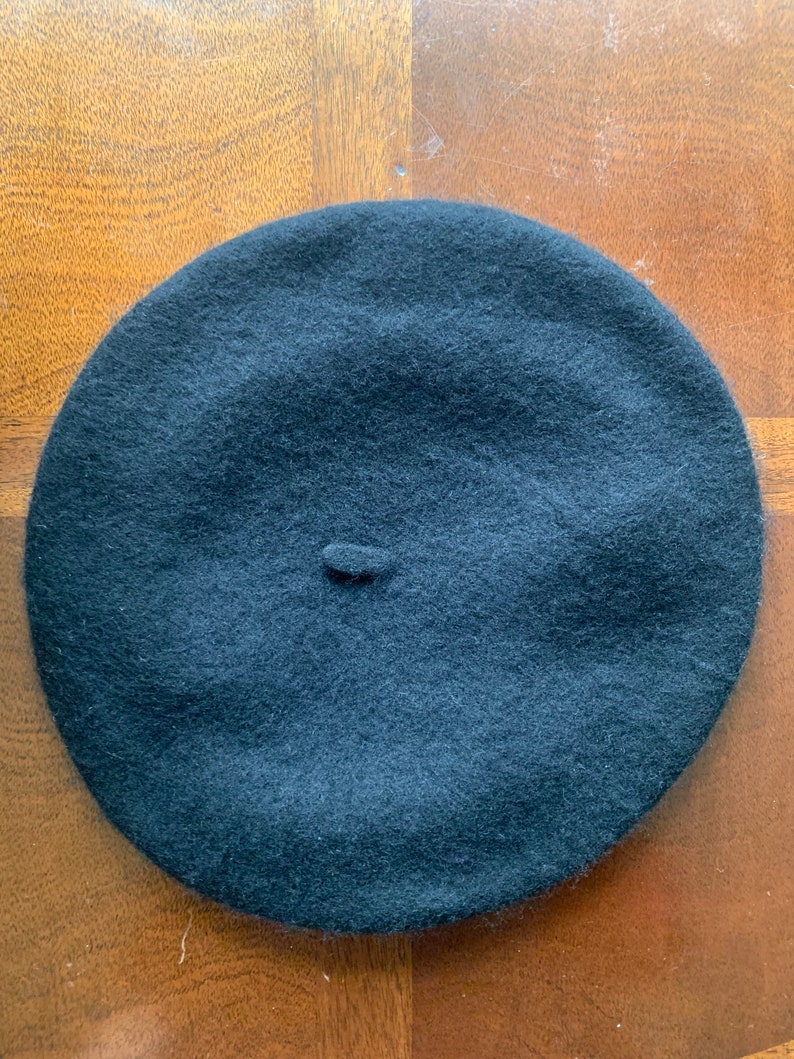Spooky Skull and Flowers Hand-Embroidered Wool Beret