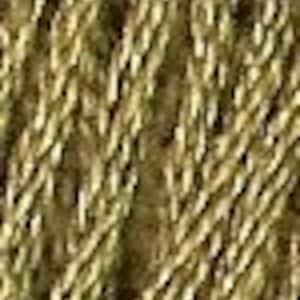 May include: A close-up of a spool of gold metallic embroidery thread.