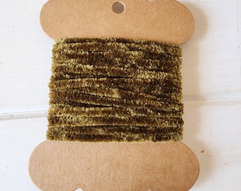 Chenille Sparkle Trim Olive - approx 3 yards