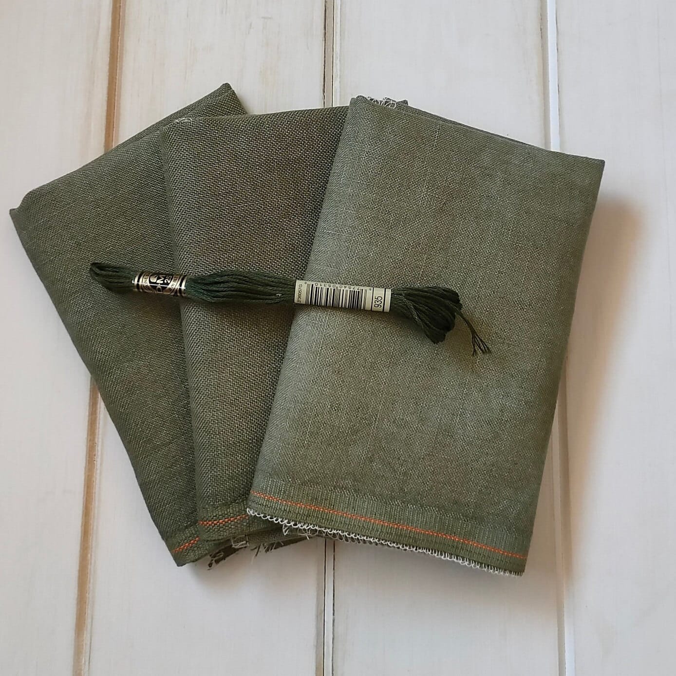 Hand Dyed "Woodland Pine " 28, 32, 36 or 40 Count  Linen for Cross Stitch or Embroidery Zweigart Base