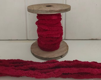 Hand Dyed "Winter Berry" Jumbo Chenille Trim - approx 3 yards