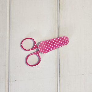 Pink Polka Dot  Handled  Embroidery Scissors with Matching Leather Sheath
