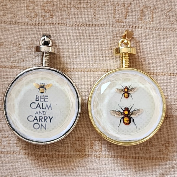 Pendentif collecteur de mémoire Bee Calm -Thread Keep - Argent ou Or - Stitchy Bling