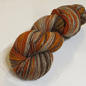 Kauni/ Aade Long Knitting Yarn 8/2, Long Gradient Yarn, Self Striping, KAUNI, Color Brown-Orange 100% Wool Yarn Cake, Skein image 2