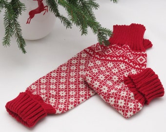 Knitted Leg Warmer, Wool scandi leg warmer, North Stars, Norwegian Knitted Fair Isle Leg Warmer - Pure wool