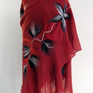 Mohair Shawl, Cape  wrap  Soft and lightweight  with hand felted flowers