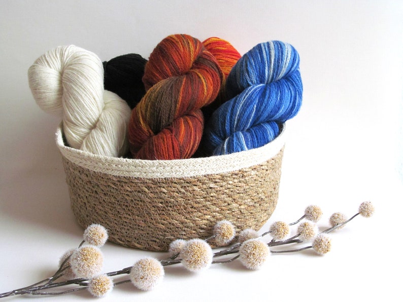 Kauni/ Aade Long Knitting Yarn 8/2, Long Gradient Yarn, Self Striping, KAUNI, Color Brown-Orange 100% Wool Yarn Cake, Skein image 5