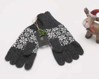 Guantes de punto de lana Fair Isle, ropa de abrigo para mujer.