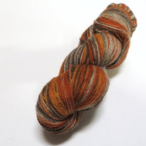 Kauni/ Aade Long Knitting Yarn 8/2, Long Gradient Yarn, Self Striping, KAUNI, Color Brown-Orange 100% Wool Yarn Cake, Skein image 1