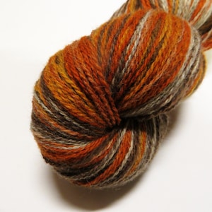 Kauni/ Aade Long Knitting Yarn 8/2, Long Gradient Yarn, Self Striping, KAUNI, Color Brown-Orange 100% Wool Yarn Cake, Skein image 3