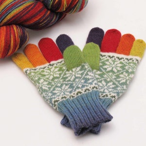 Knitted Gloves, Wool gloves, North Stars, Norwegian Knitted Fair Isle Gloves blue rainbow, winter gloves - Pure wool