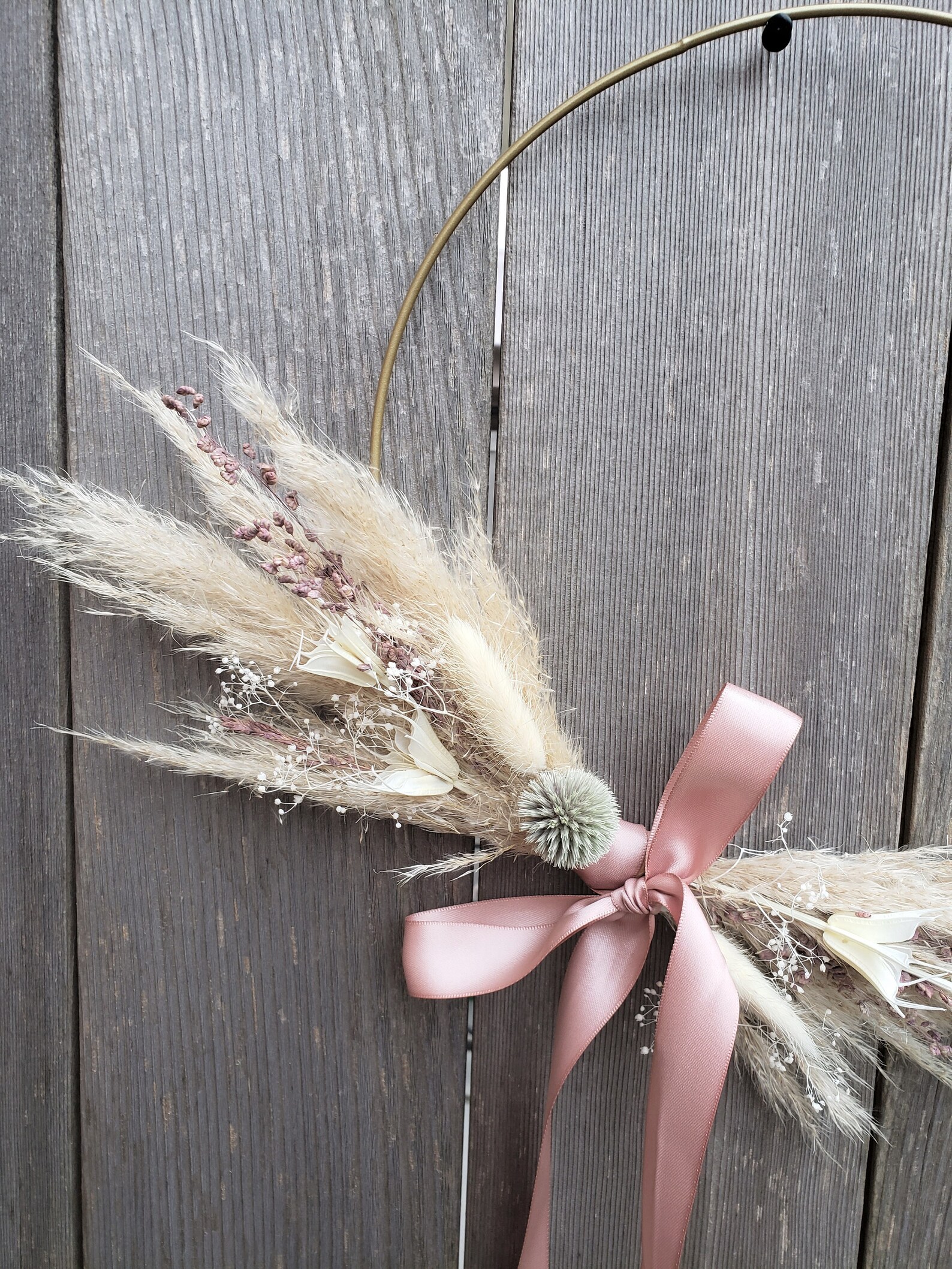 Pampas Grass Gold Hoop Wreath Etsy