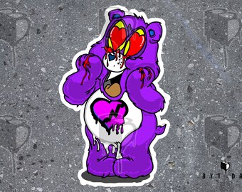 C Bear Vinyl Sticker: Funny Retro Cartoon