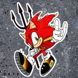 HELL HOG, Sonic Sticker, 300 Dpi, Sonic Decal, Devil Sticker, Retro