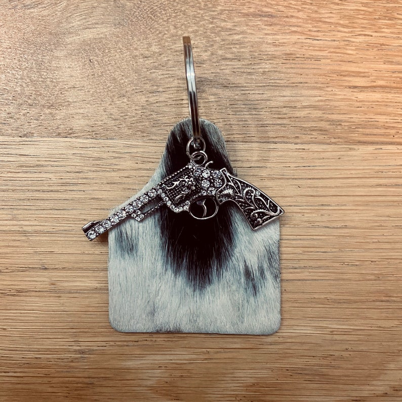 Pistol Cowhide Keychain Etsy