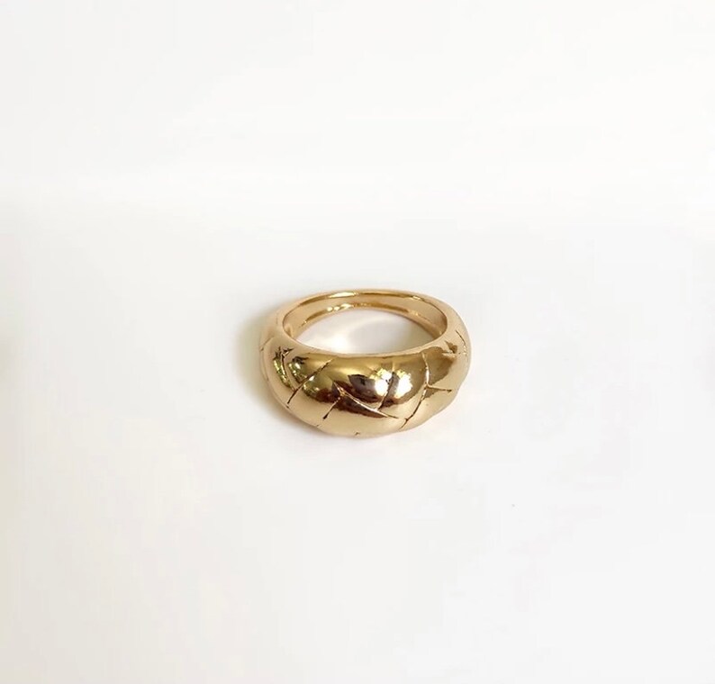 14k Gold Plated Unique Dome Ring | Etsy
