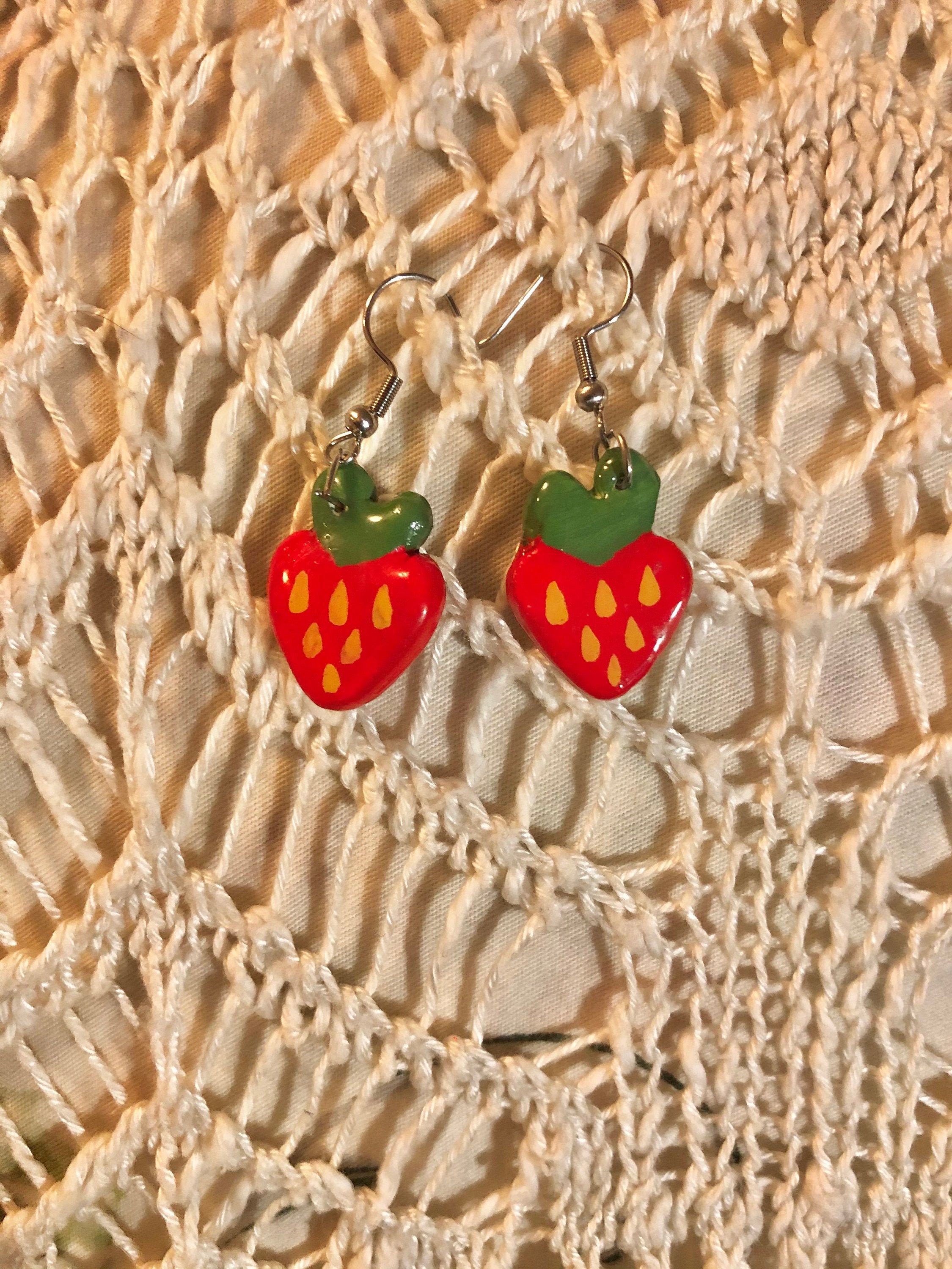 Strawberry Earrings Etsy