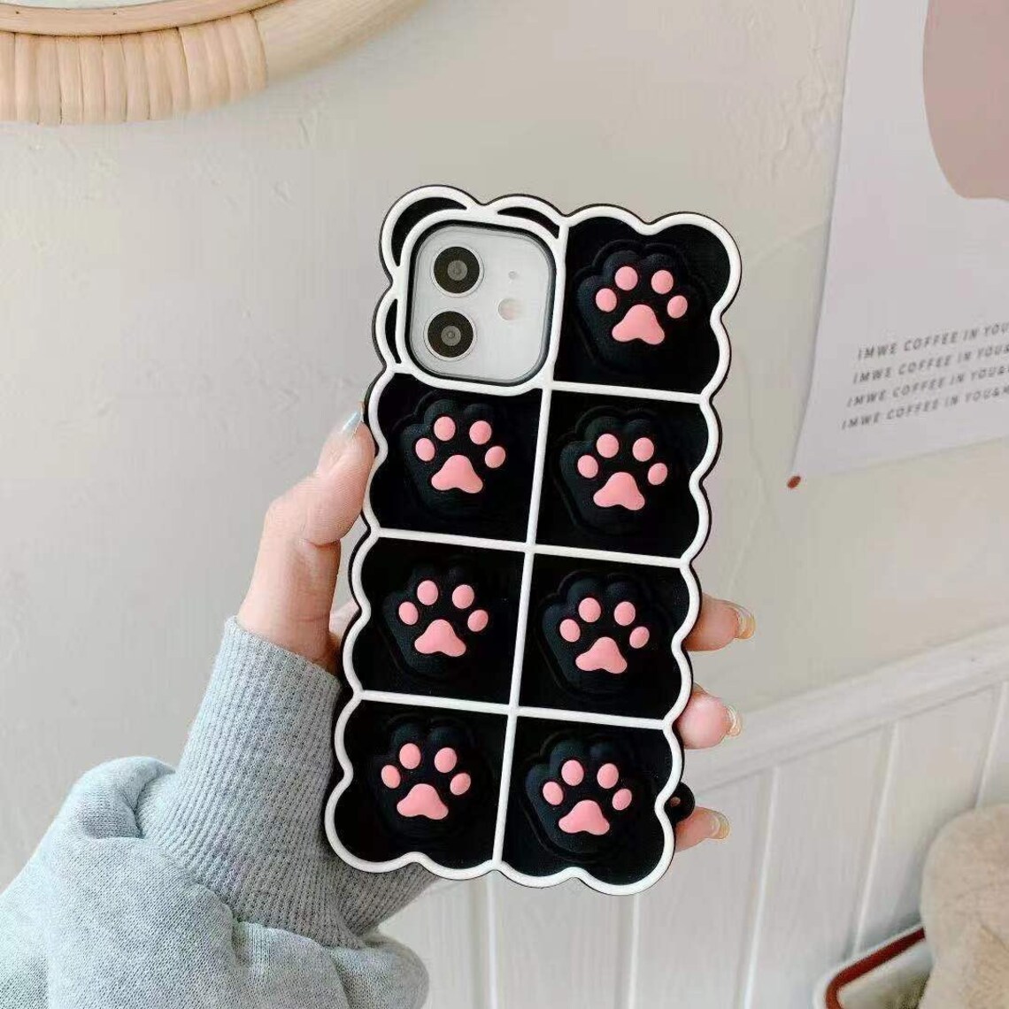 Cat Paw Fidget Phone Case Pop It Phone Case Fidget Toys Etsy