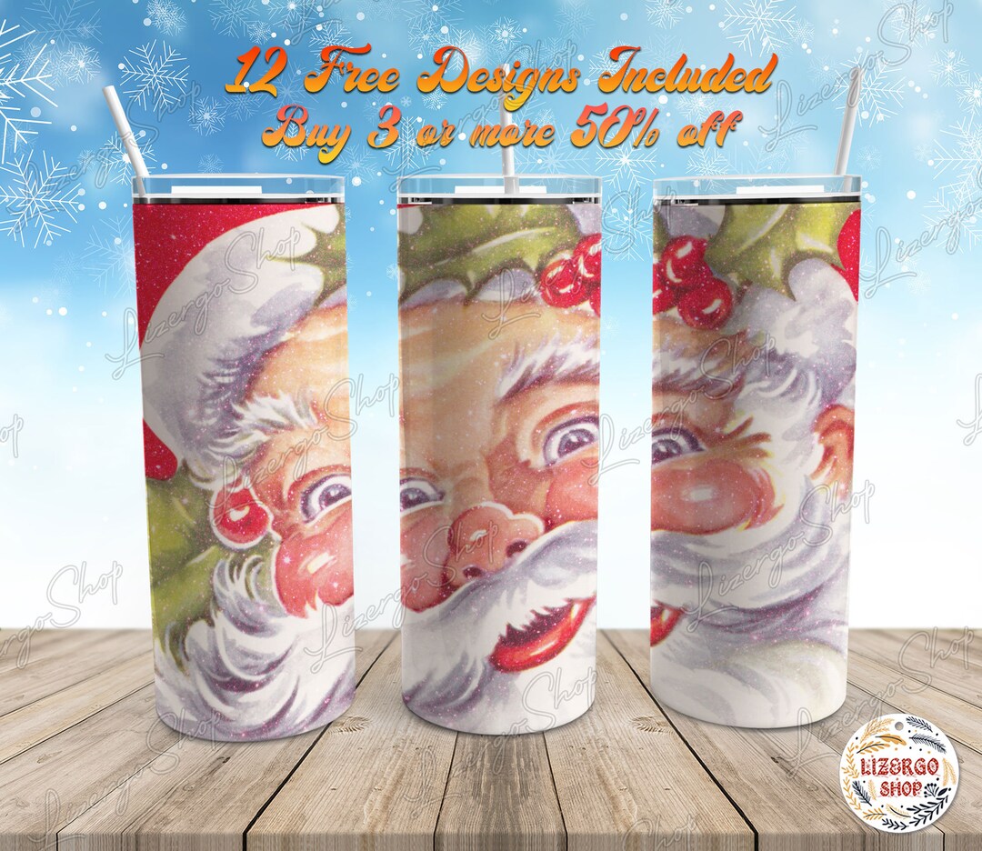 Santa Claus 20 Oz Skinny Tumbler Wrap Sublimation Straight/tapered ...