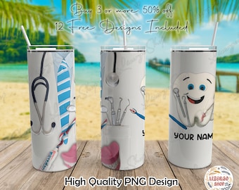 customized gift paper Dentist Suits Custom Name 20 Oz Skinny Tumbler Wrap Sublimation Straight/Tapered Seamless, Dental Tumbler Wrap Png, Custom Tumbler PNG
