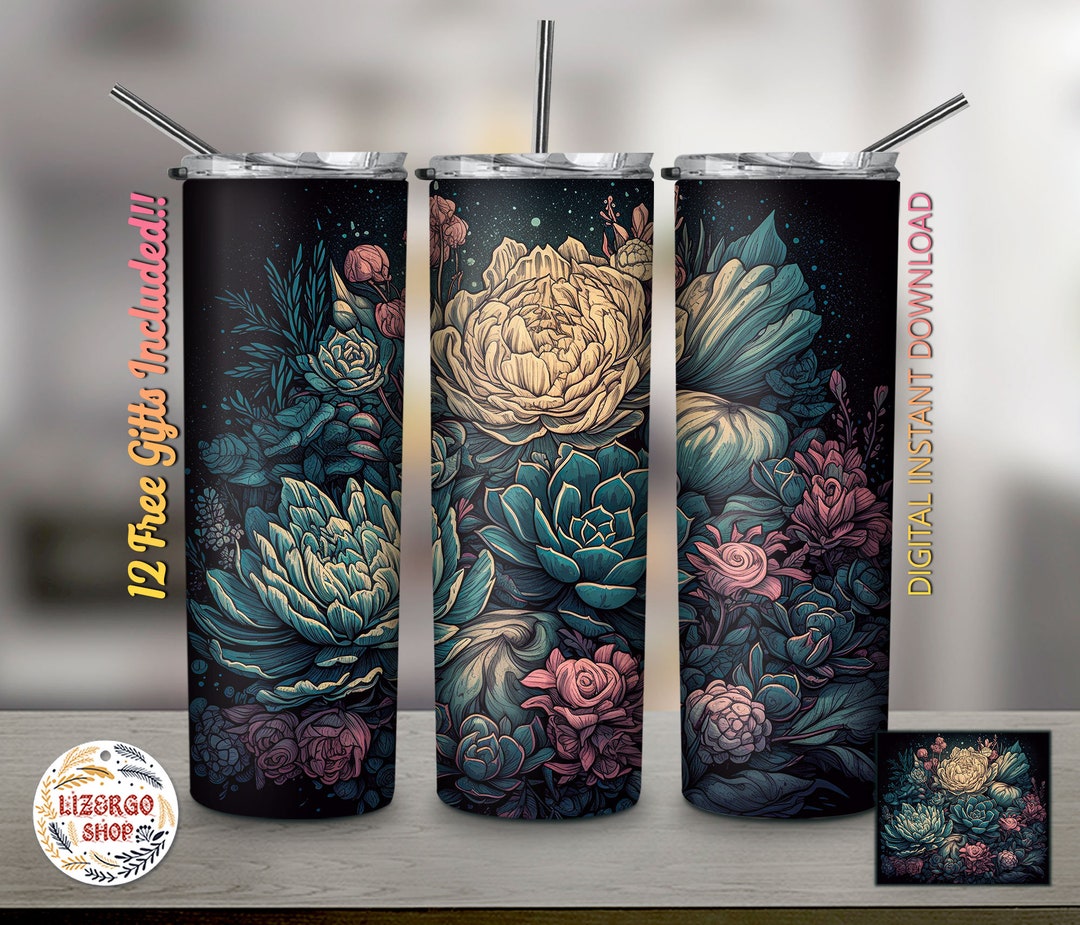 Succulent 20 Oz Skinny Wrap Sublimation Straight/tapered Seamless PNG ...