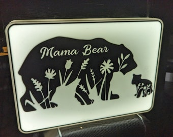 Mama Bear and Cub Light Box - USB Powered, White or Color Changing LED with Remote