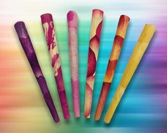 6 Rainbow Variety Rose Petal Rolling Cones Handmade by CaliGreenGold | Organic Rose Cones | 109mm