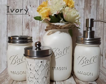 Rustic Mason Jar Bathroom Set