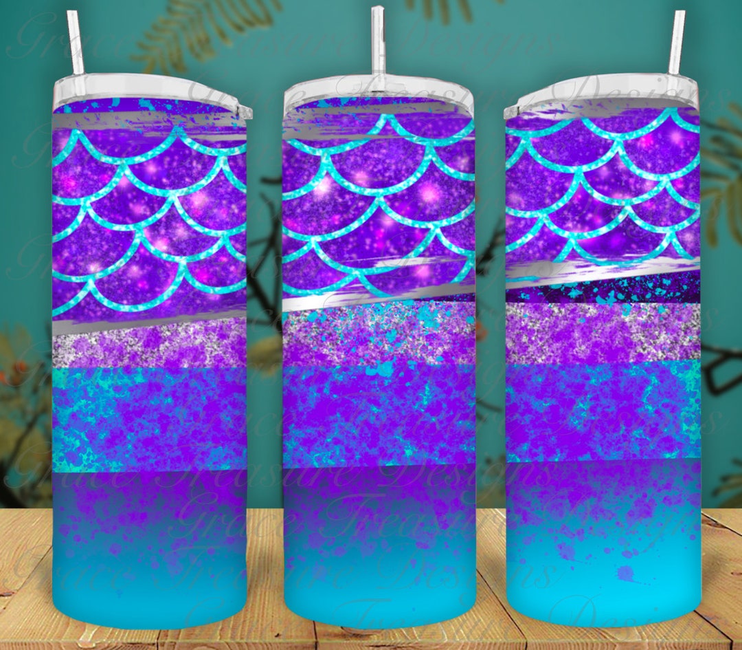 Mermaid Scale | Blue Purple Faux Glitter 20 Oz Tumbler - Etsy