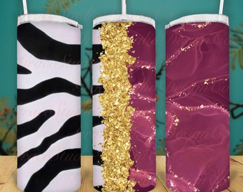 Zebra Print | Purple Gold Marble | Faux Glitter