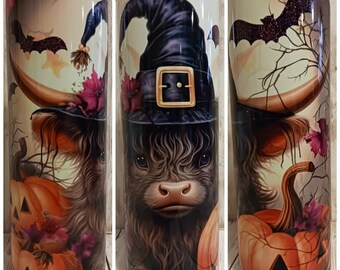 Highland Cow| Witch | Halloween | Fall | Pumpkin 20 or 30 0z Tumbler