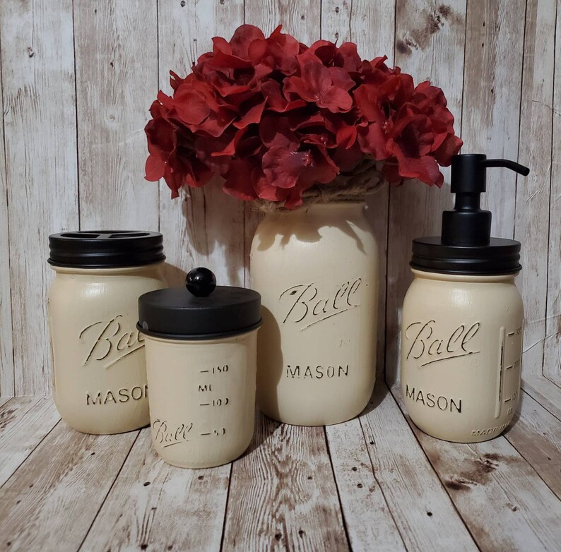 Rustic Mason Jar Bathroom Set - Etsy