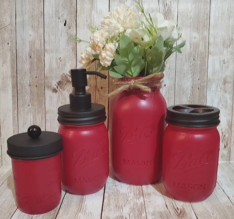 Rustic Mason Jar Bathroom Set Etsy